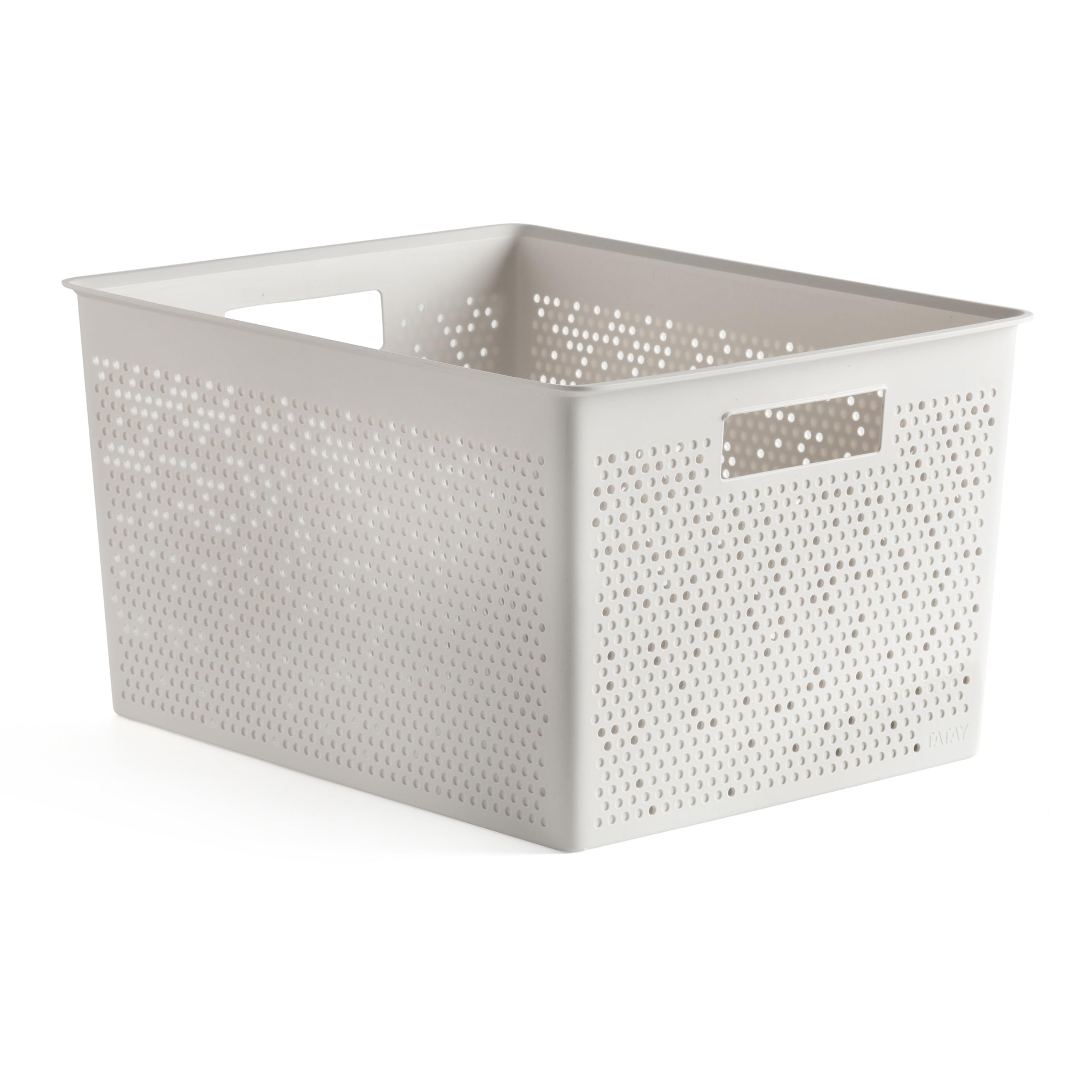 Tatay White Plastic Storage Basket 20L Bohol | Organiser Box | Optimal Ventilation | Stackable Modular System | Integrated Handles | Bpa-Free Recycled Plastic | 30X39x21.5 Cm,