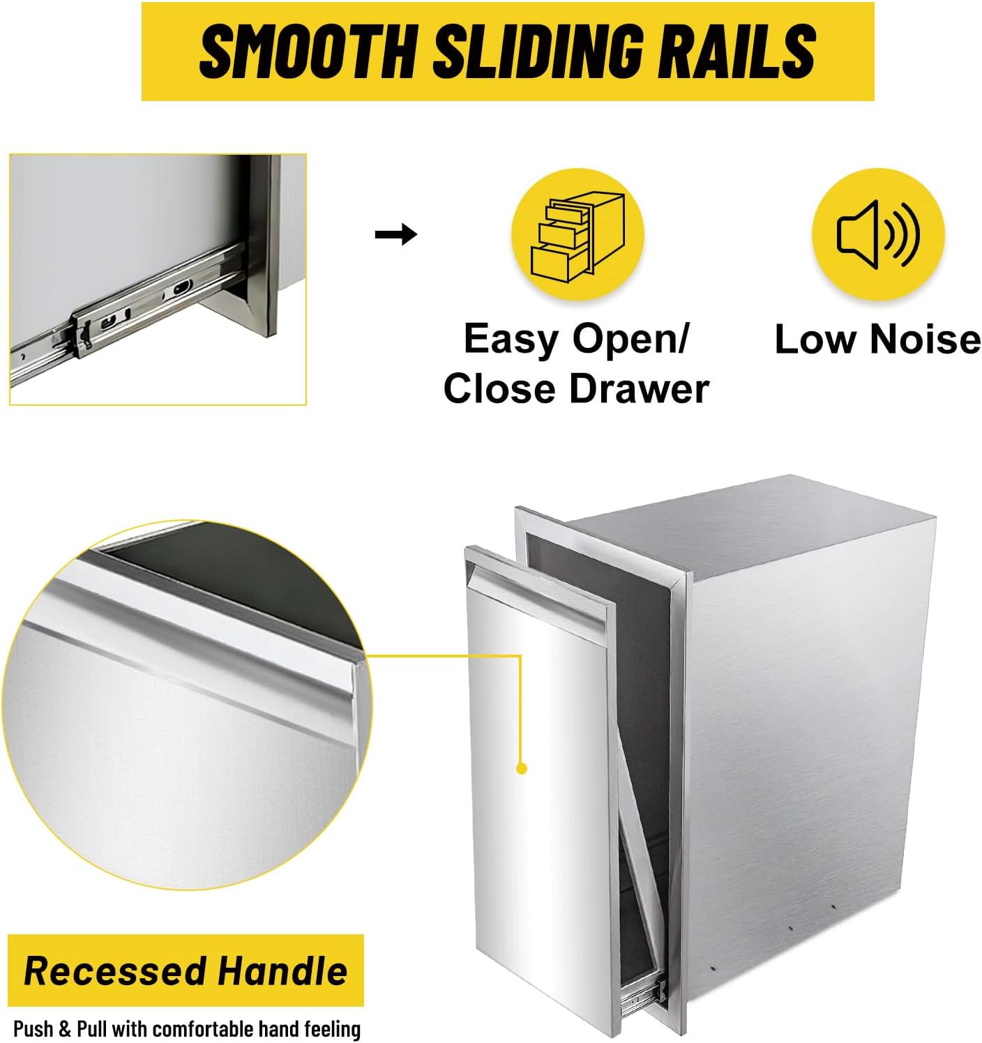 Outdoor Kitchen Pull Out Garbage Drawer, 14W 27H 20D Sliding Track Type Propane or Garbage Drawer, Kitchen Cabinet BBQ Or Barbecue Island