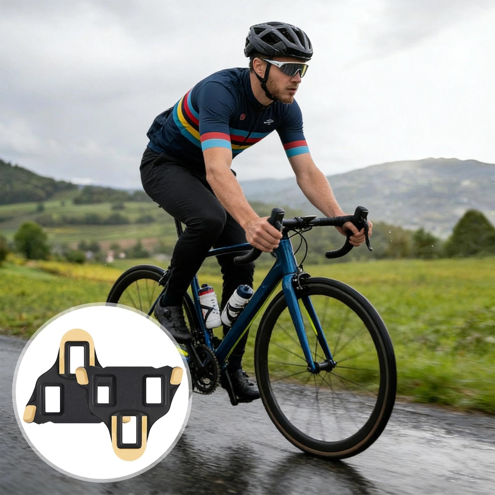 Klejenie rowerowe, kolce rowerowe, zestaw płytek na buty SPD SL Cleats do Roweru Szosowego, Bloki SPD do Pedałów, Antypoślizgowe Bloki do Butów Rowerowych z Regulacją