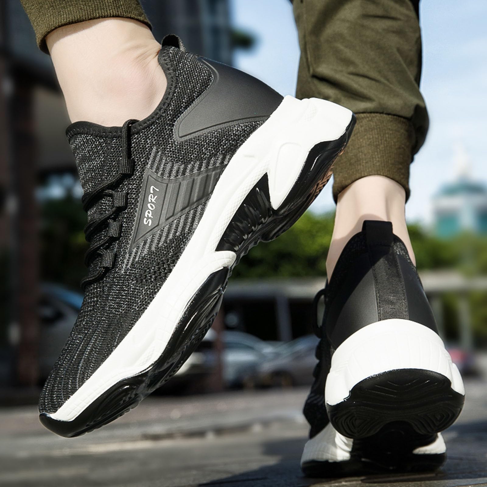Elevate Shoes - Scarpe da ginnastica da uomo, in rete, per fitness, corsa, estive, traspiranti, leggere, per attività all'aperto, jogging, altezza 10 cm