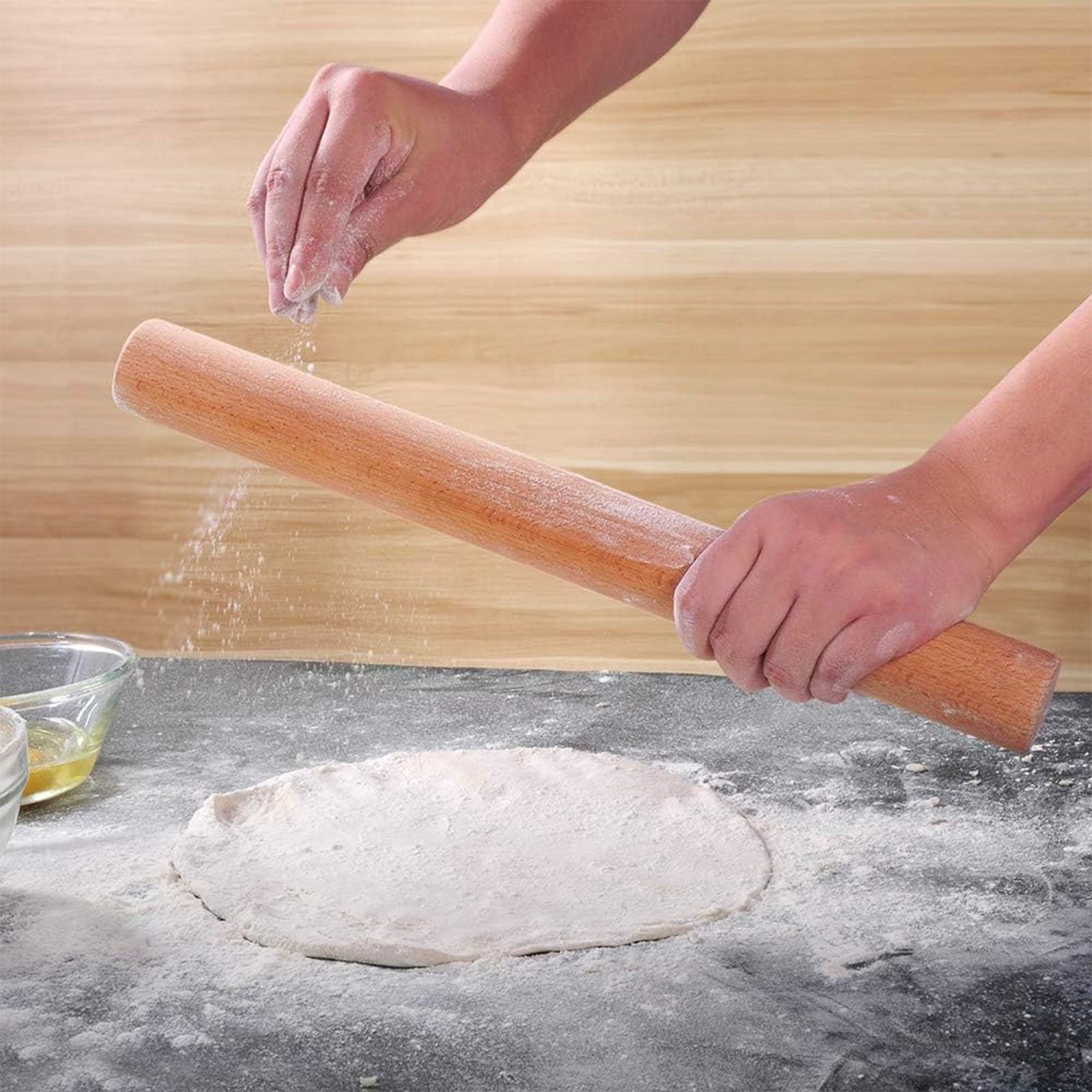 Rodillo de madera para masa, superficie antiadherente para hornear y cocinar fácilmente