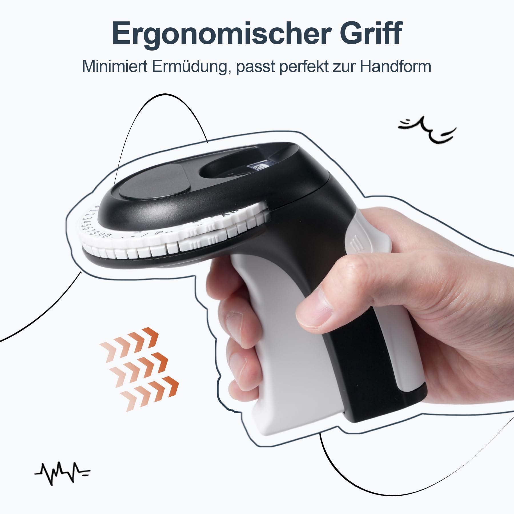Beschriftungsgerät Prägegerät, Etikettiergerät Prägegerät, Omega-S Ettikettiergeraet mit 4 Etikettenbandern, Retro Prägemaschine – Hausgebrauch & DIY-Bastelprojekte, Schwarz (€ Ä Ö Ü)