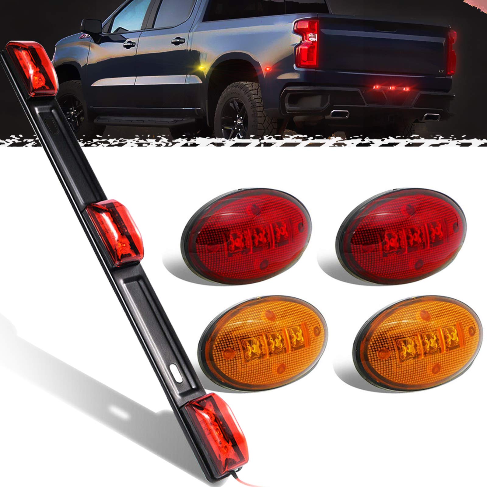 PSEQT 9 LED Tail Lights & 3 LED Side Marker Lights Kit Waterproof for 1999-2010 F350 F450 F550 Super Duty Brake Side Fender Lights