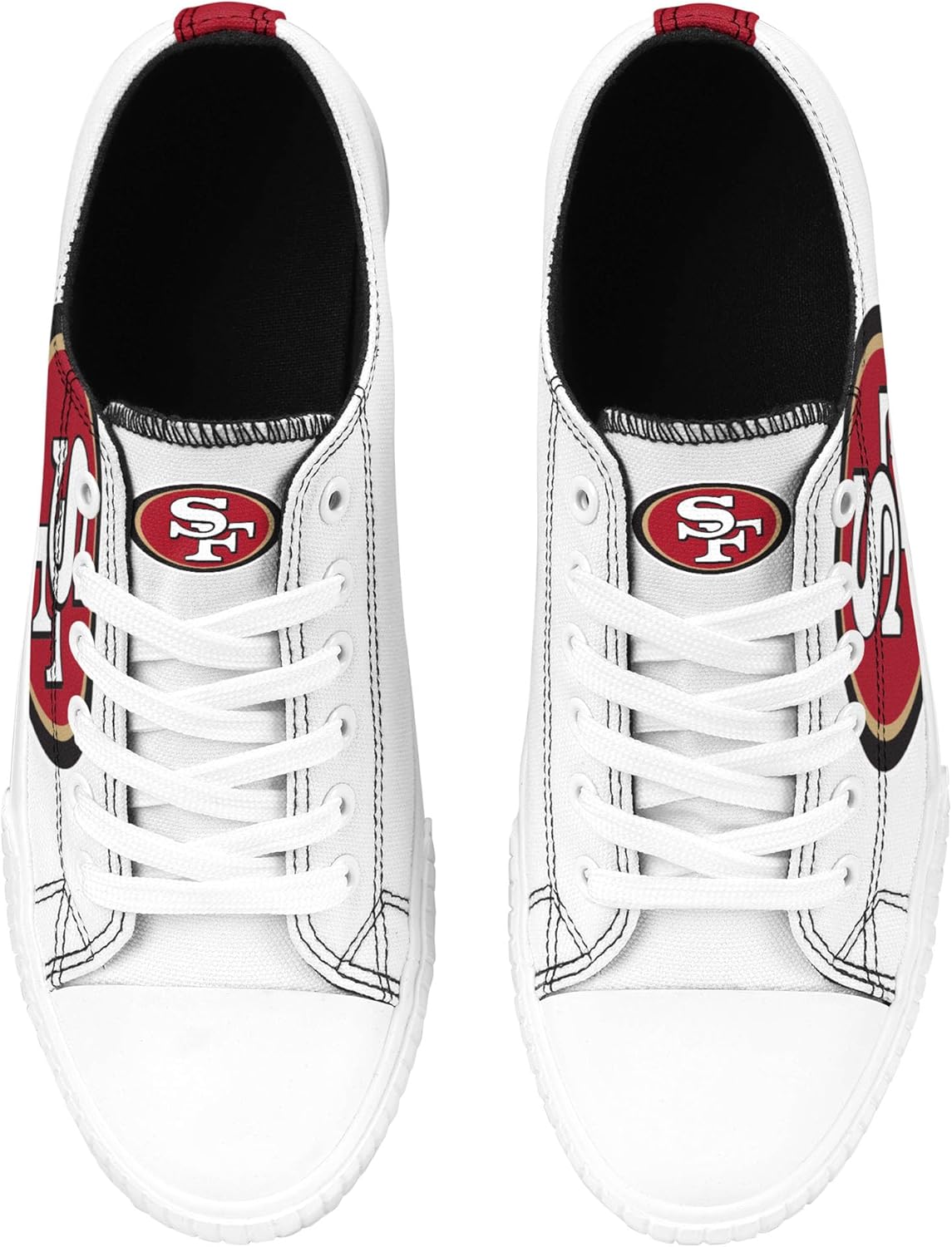 FOCO NFL Womens NFL Ladies Fashion Team Big Logo Low Top White Canvas Sneakers Shoes - Image 5
