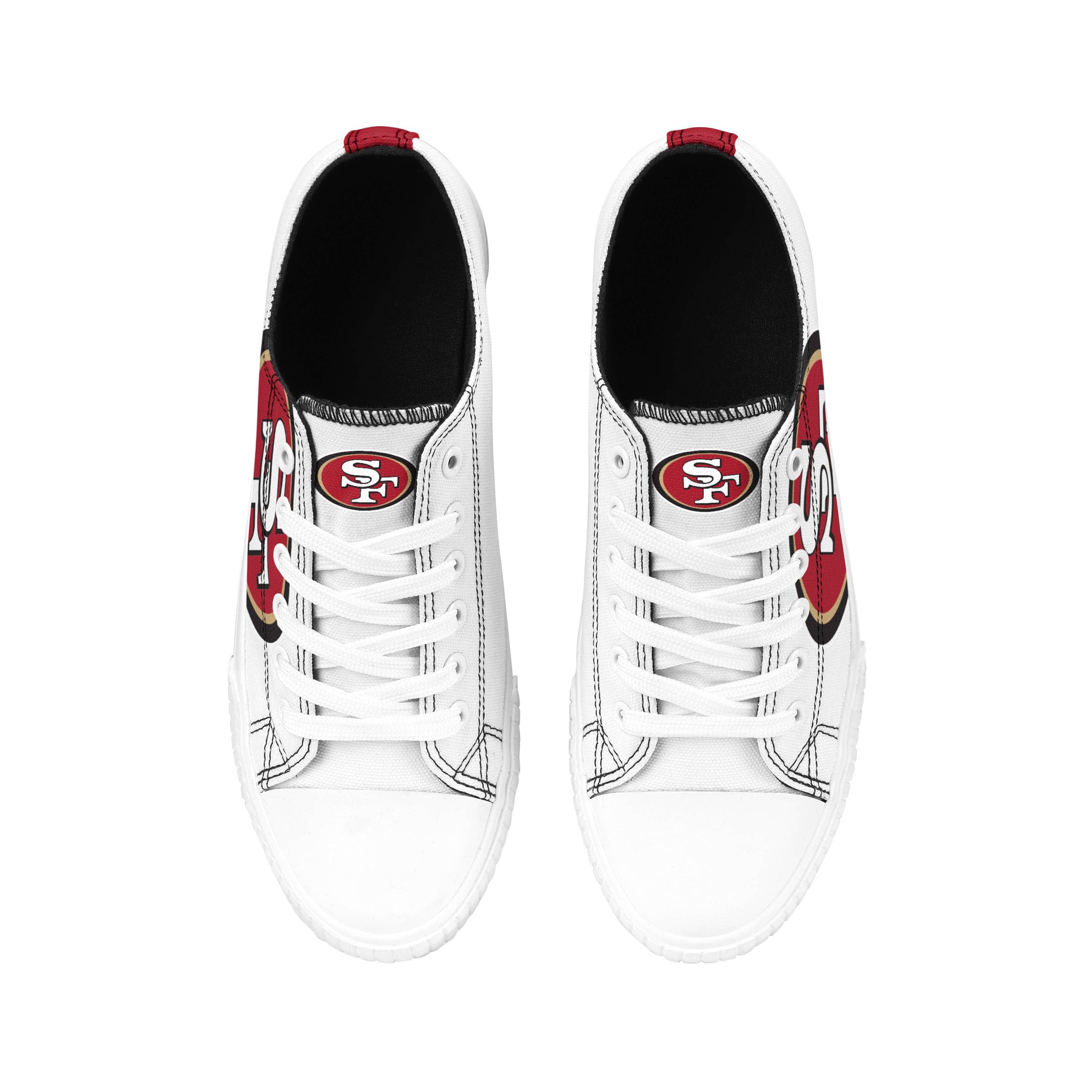 FOCO San Francisco 49ers NFL Womens Big Logo Low Top White Canvas