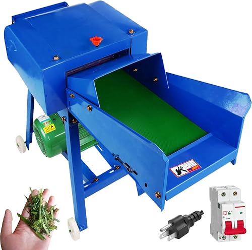 Robotic Lawn Mowers 2.2KW Hay Shredder 800kg/h hay Cutter Machine Electric hay Cutter Silage Machine Grass Cutter for Straw,Chaff,Wheat Straw (Blue Color, with 8 Blades 110V)