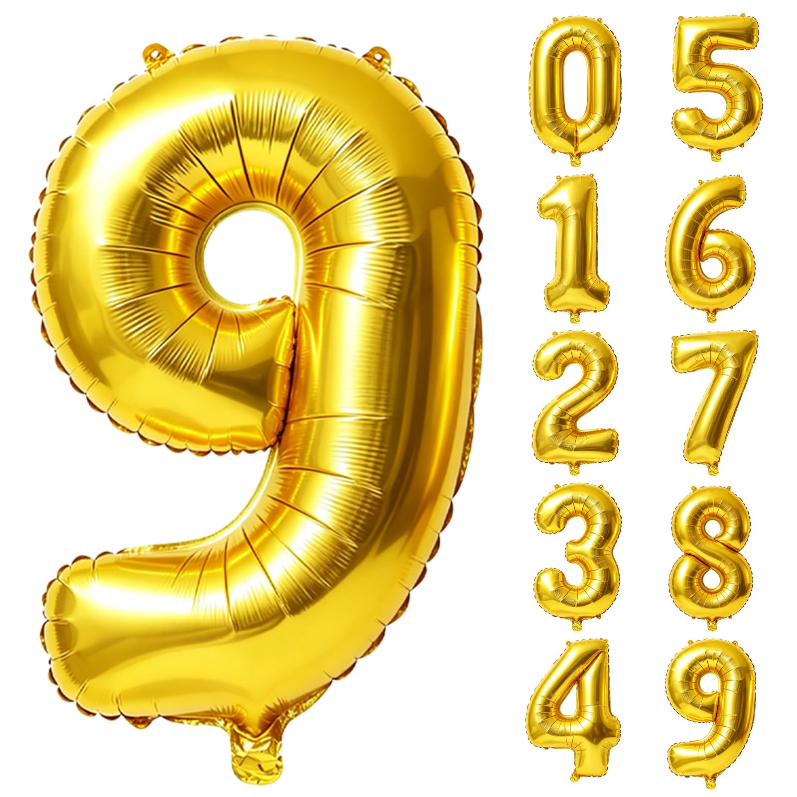 40 Inch Number 9 Balloons for 9th Birthday Party Decorations,0-100 Gold Large No.9 Digital Balloons for Girls Boys and Daughter Son, Helium Foil Number Balloons for Wedding Anniversary — image 1