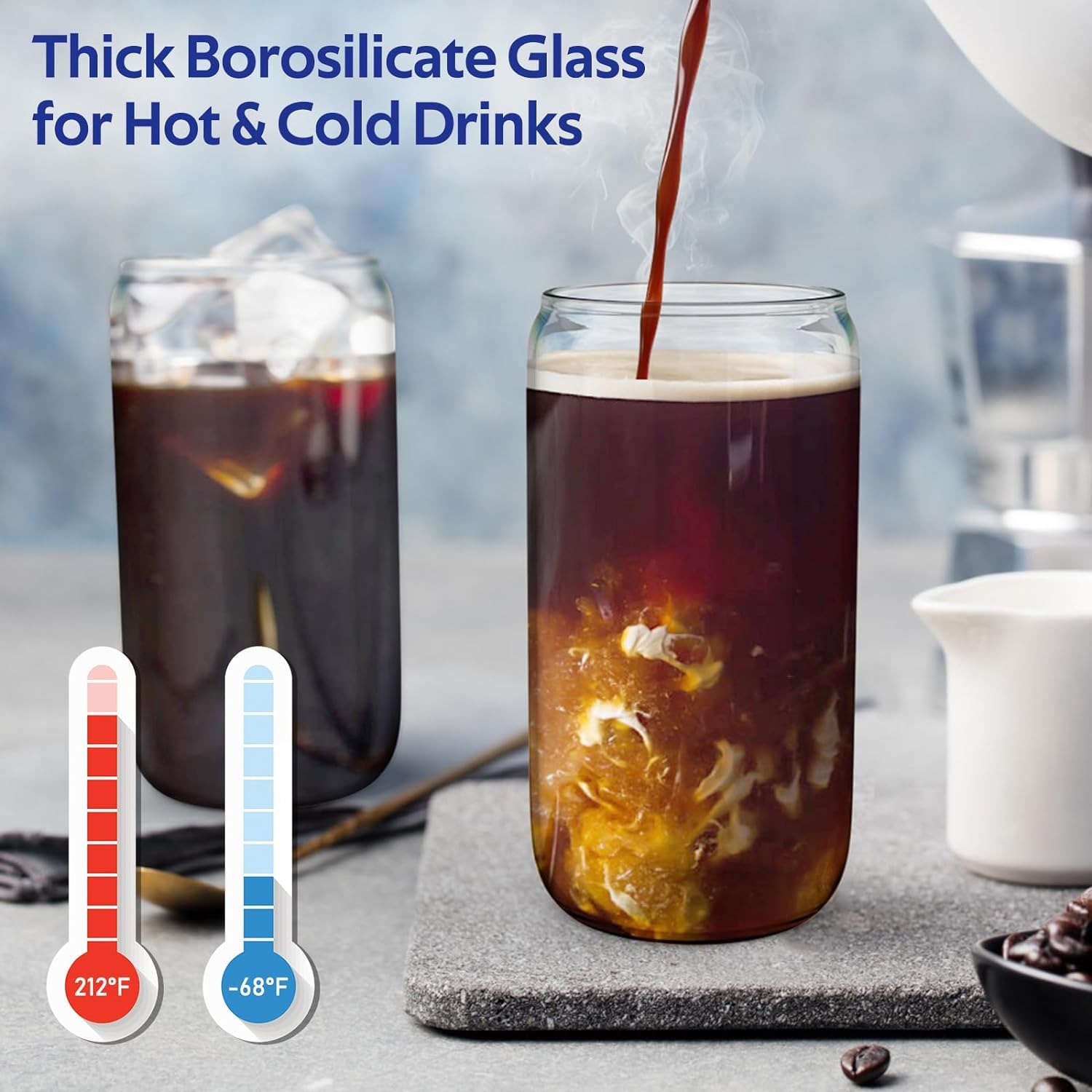 Bicchieri da cocktail con coperchio e cannuccia,tazza da caffè ghiacciata,bicchieri da bere,4 pezzi con birra al frullata,birra in vetro può forma,per cocktail,frappè, succhi, frullati,birre
