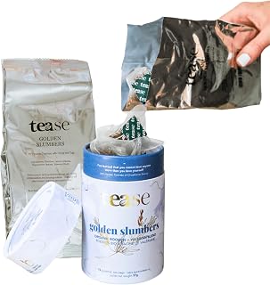 Tease Herbal Sleep Tea - Golden Slumbers Refill Pack of 2, Calming and Relaxing Tea, Caffeine Free Calming Blend Made with Rooibos, Lemon, and Peppermint for a Better Quality Deep Sleep