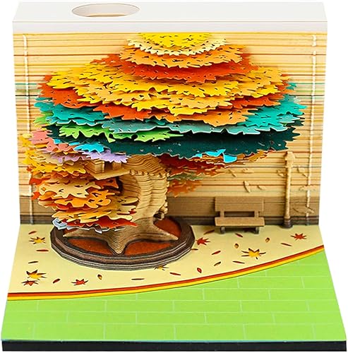 RSLIPIN Bloc de notas 3D modelo de árbol, 240 hojas de papel tallado arte bloc de notas 3D antiadherente notas de papel DIY regalo decorativo