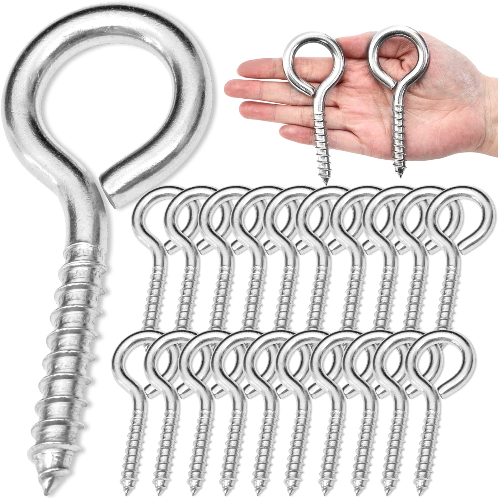 Stainless Steel Screw Eyes - 10 Pack, Heavy Duty -15
