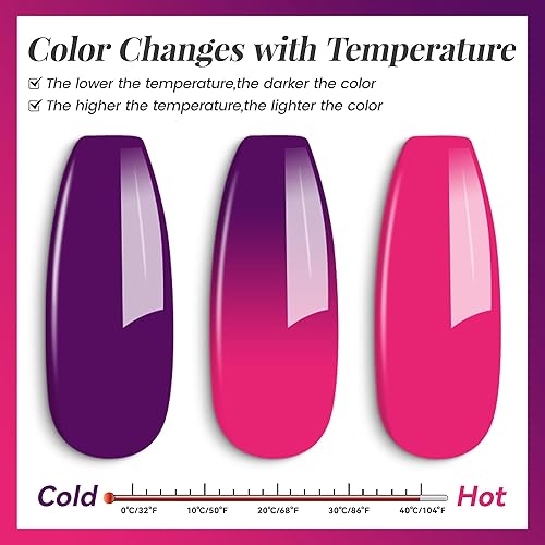 Vista 163 de YTD Likomey Brocade Glitter - Esmalte de uñas de gel que cambia de color, 0.5 onzas líquidas, color rosa intenso a violeta, brillo brillante, cambio