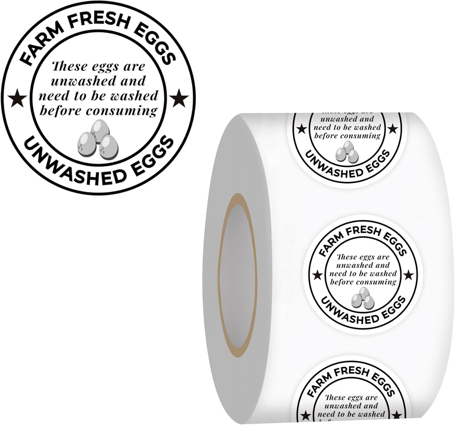 500 Pcs 2 inch Farm Fresh Eggs Carton Stickers Unwashed Eggs Labels for Self Adhesive Bulk Chicken Quail Egg Packaging Sign Decal - Image 2