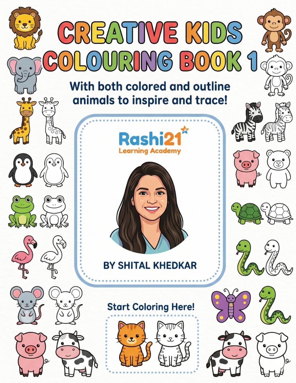 Animal Coloring Book for Kids Ages 3-7: Animal Coloring Book for Kids Ages 3-7: Easy Coloring Pages of Cute Animals (Kids Coloring books)