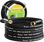 Beitopamz Garden Hose 50 ft x 5/8 in Heavy Duty Water Hose, Flexible and Durable, Lightweight Rubber Hybrid Hose, Leak-Free Connections, Male to Female 3/4'' Brass Fittings for Patio, Lawn, Black