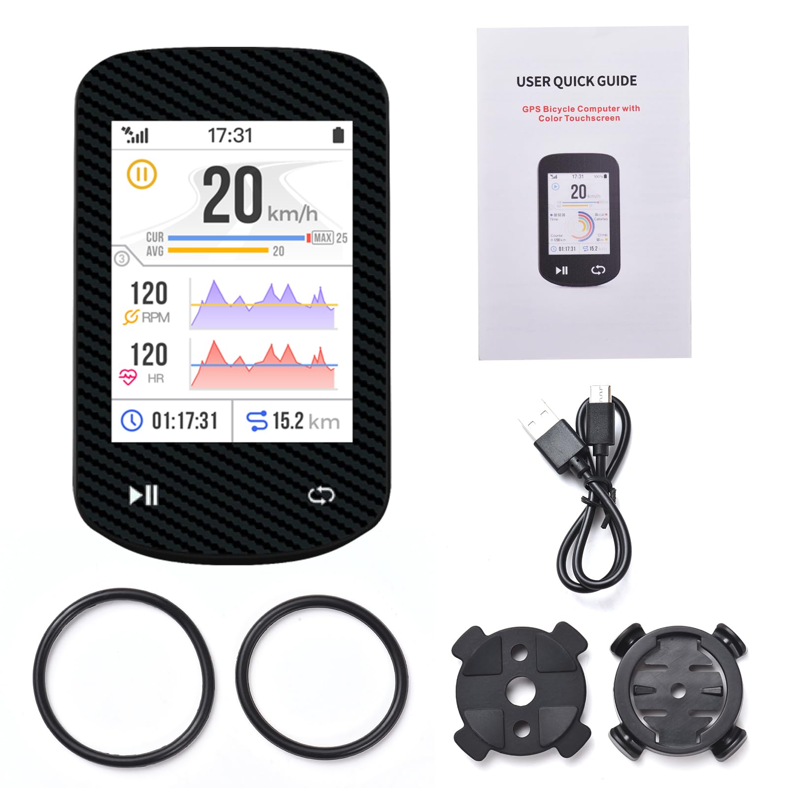 COMPUTER BIKE GPS JUROUPI Wireless Glonass ANTROURASS + SENSORE E BT MAPS OFFLINE COMPATIBILI GIROSCO DI GIRCOGLIO ALLA BATTERIA DELLA TATTURA DI 24 Ore APP CUFFRAT APP (B)