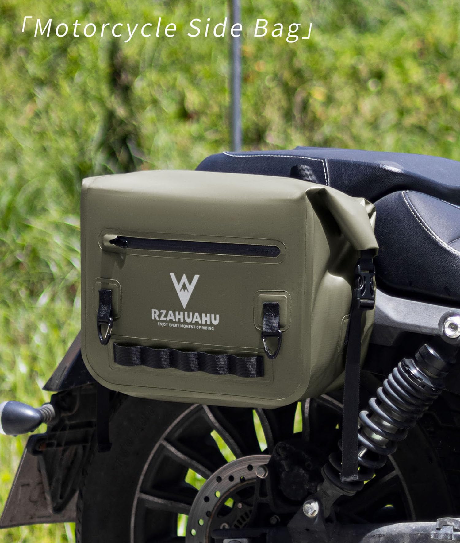 Wodoodporna torba boczna na motocykl 14 l – zwijana torba z PVC | z haczykami i systemem MOLLE, odblaskowa torba siodłowa do sportowego cruisera Adventure