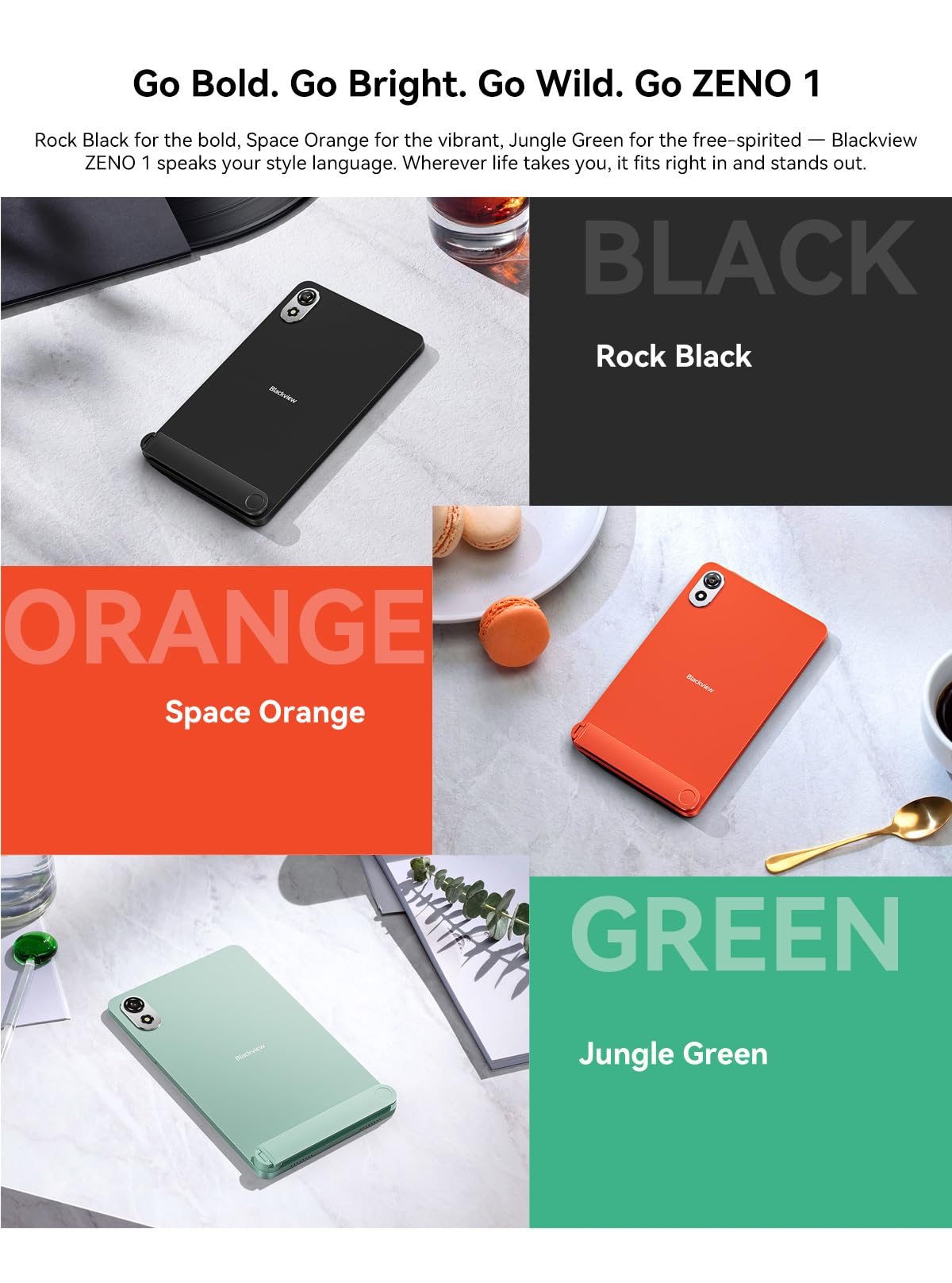Blackview ZENO 1 Tablet Android 15 AI, 8'' HD+, 18GB+ 256GB(2TB Externa), 3 Asistentes Inteligentes AI, 8.2mm Ultra Delgado, Dual SIM 4G WiFi 5, Cámara 8MP+8MP, Altavoces Dual Box, GPS, Negro