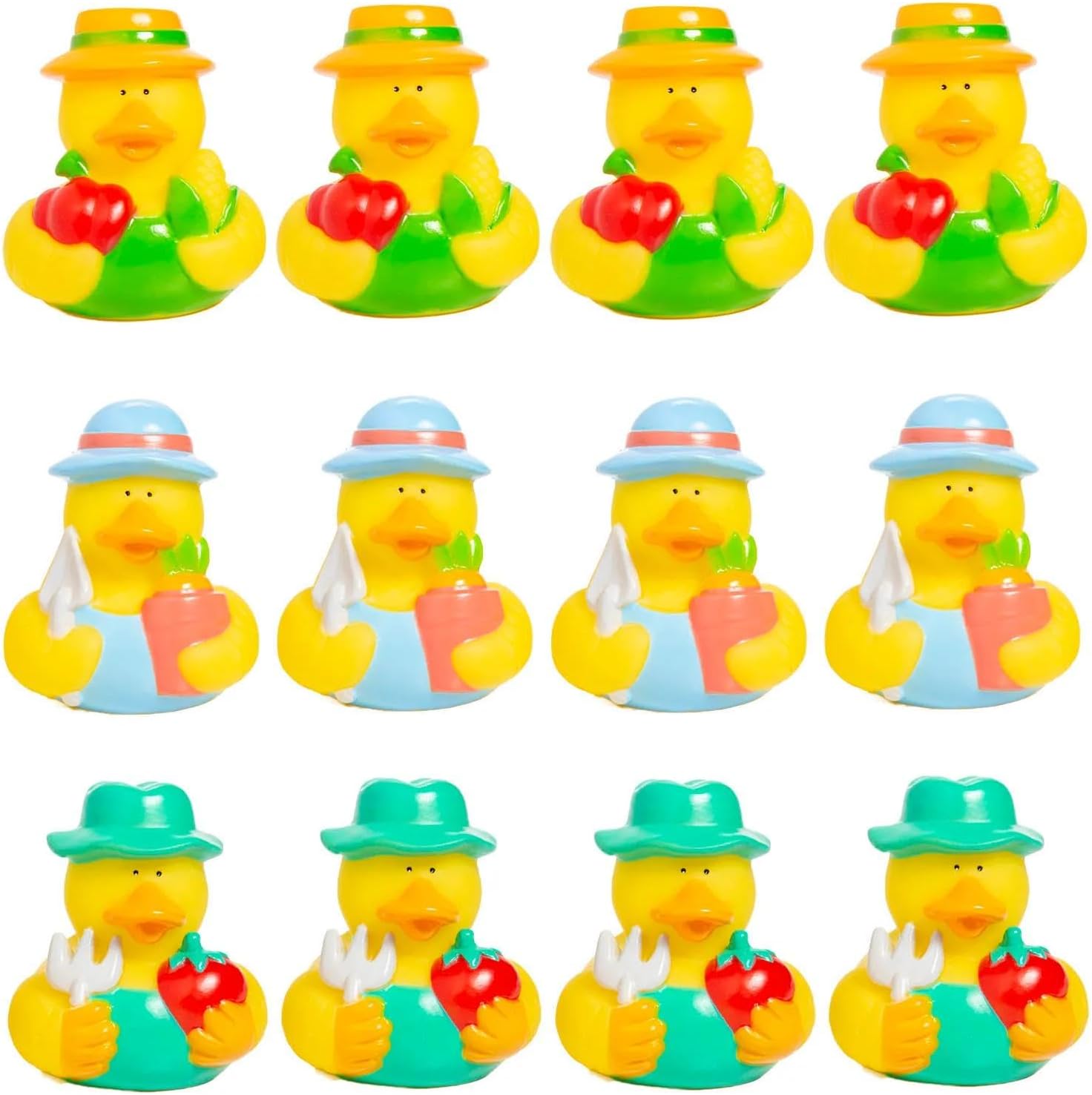 1 3/4" x 2 1/4" Garden Gang Character Rubber Ducks – 12 Pc.