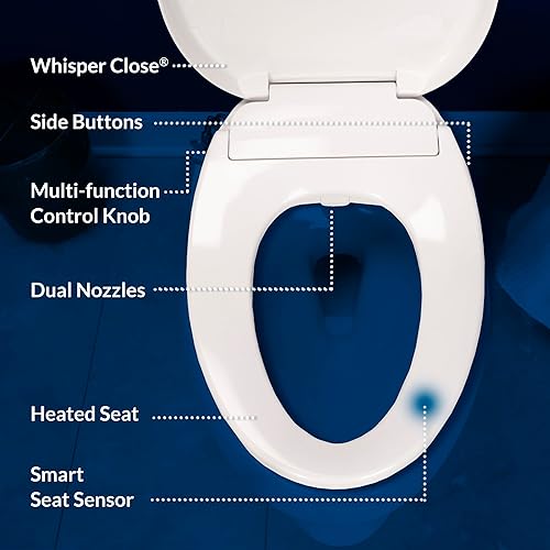 Miniatura 4 de Bio Bidet BB500E 000 BB500 - Aseo eléctrico de bajo perfil, agua caliente ajustable y asiento con calefacción, alargado, color blanco
