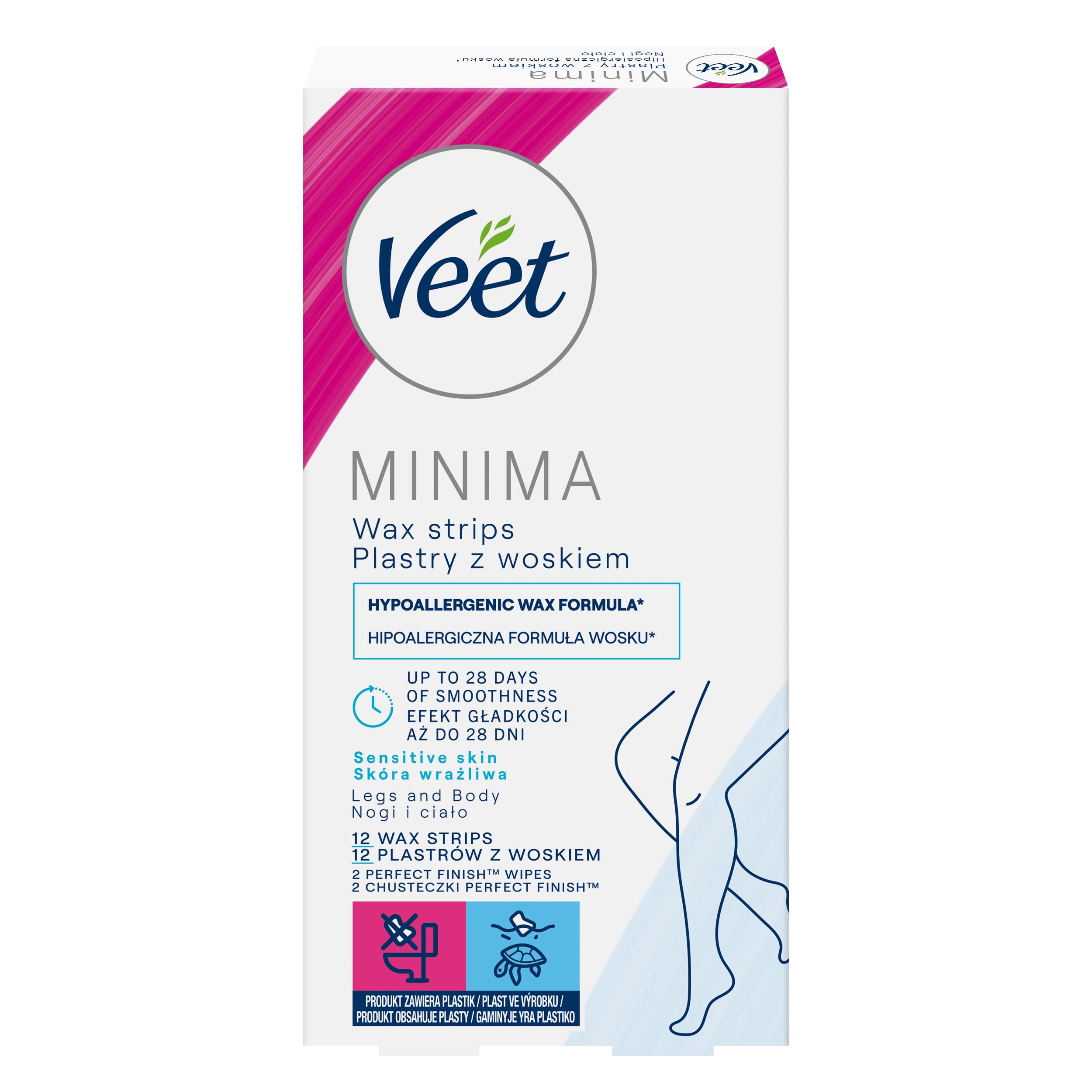 VEET MINIMA Plastry do depilacji z woskiem dla skóry wrażliwej 12 szt