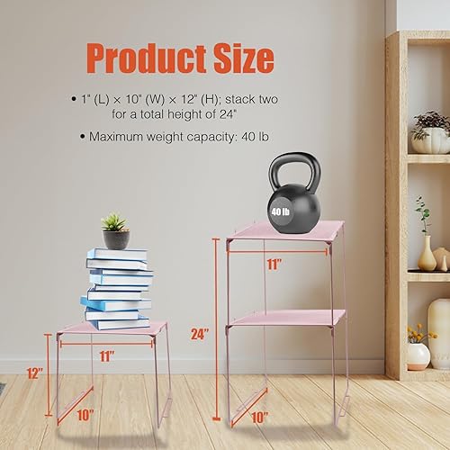 Miniatura 2 de Estante organizador de malla metálica versátil, apilable, para taquillas escolares de tamaño estándar, también para armarios de gimnasio y trabajo,