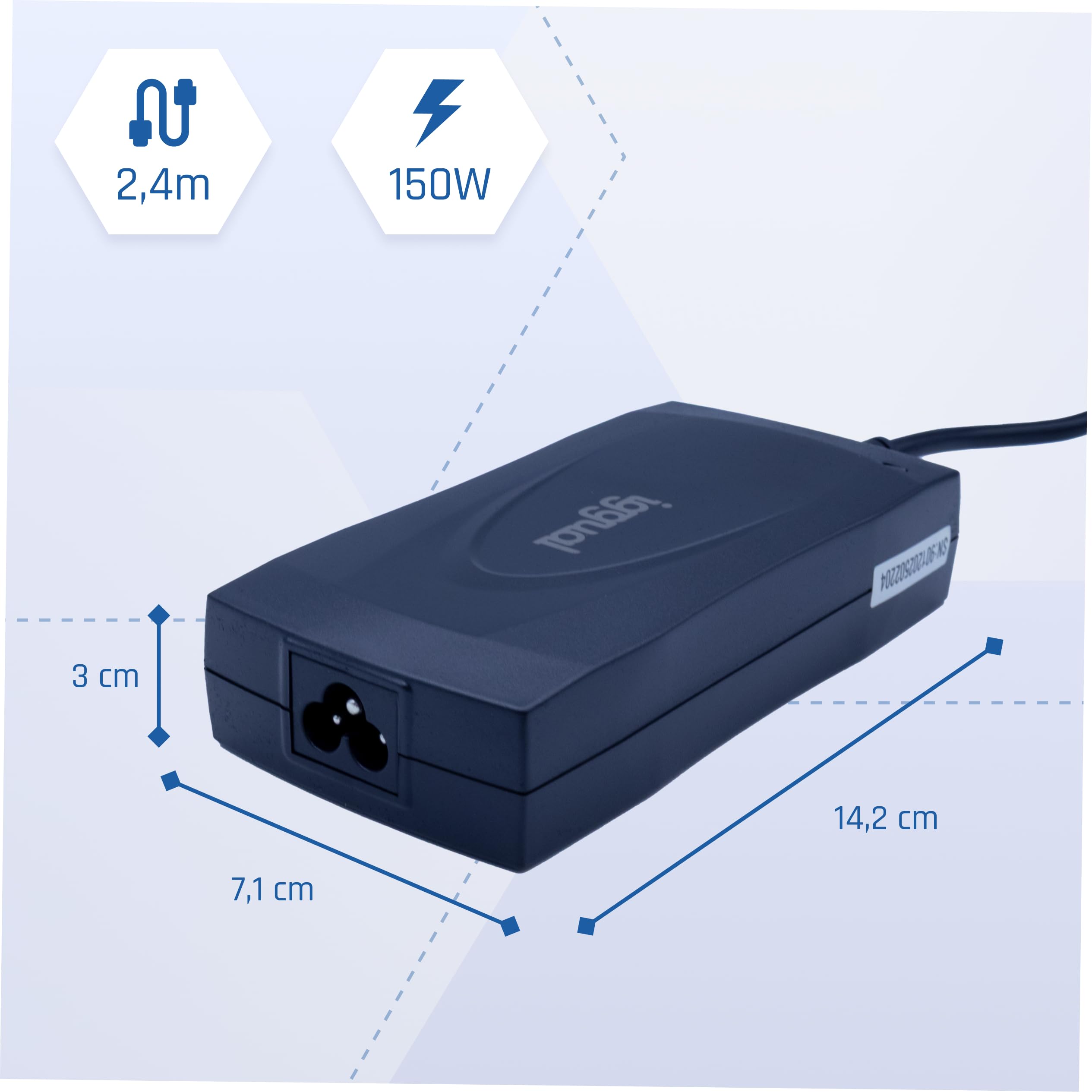 Iggual Uniwersalna ładowarka do laptopa 120 W z 5 złączami DC do Lenovo, HP, ASUS, Acer, MSI, zasilacza z ochroną i kompaktową konstrukcją (CUA-5T-120W)