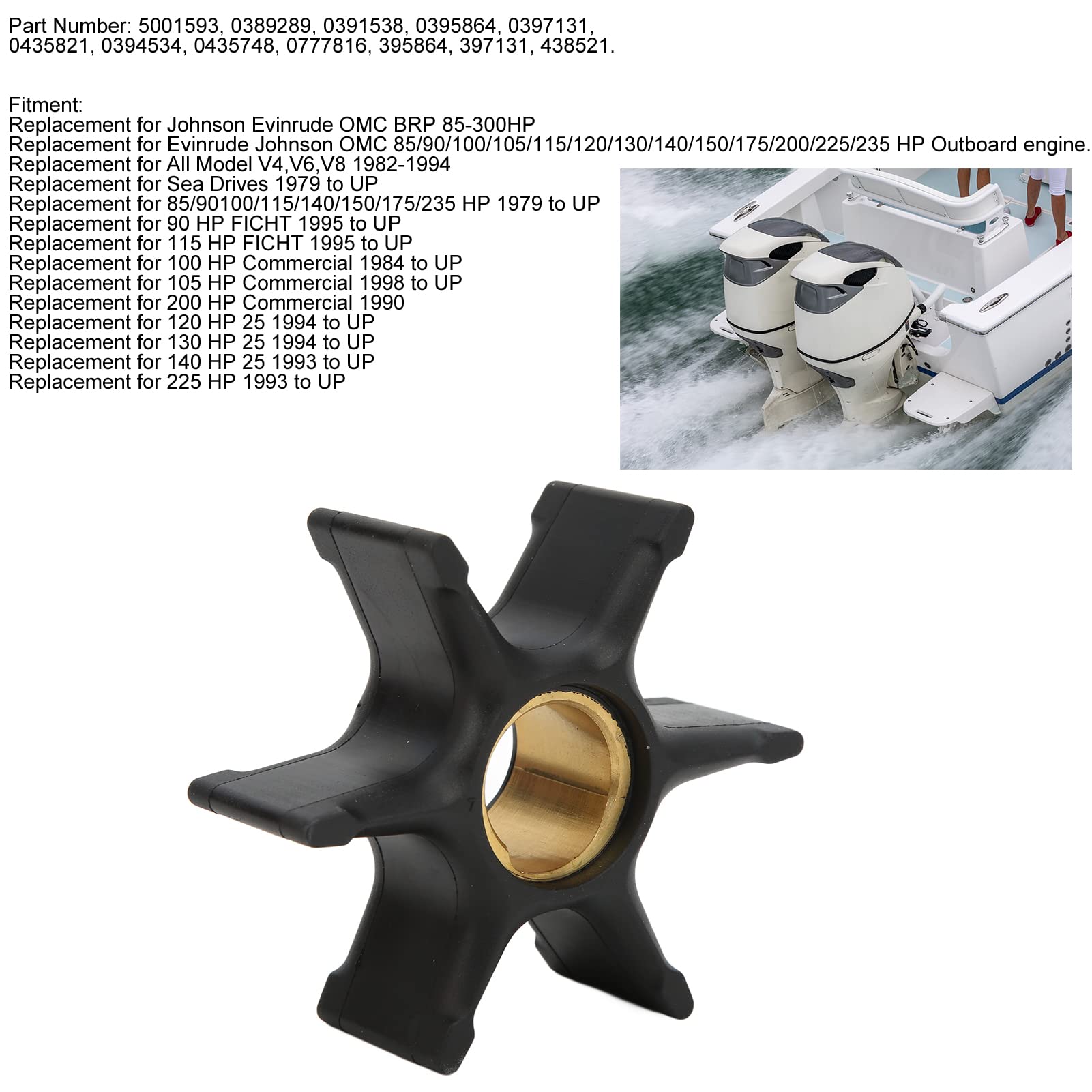 Girante della Pompa Dell'acqua 435821 Sostituzione della Girante della Pompa Dell'acqua del Motore della Barca per Evinrude OMC BRP