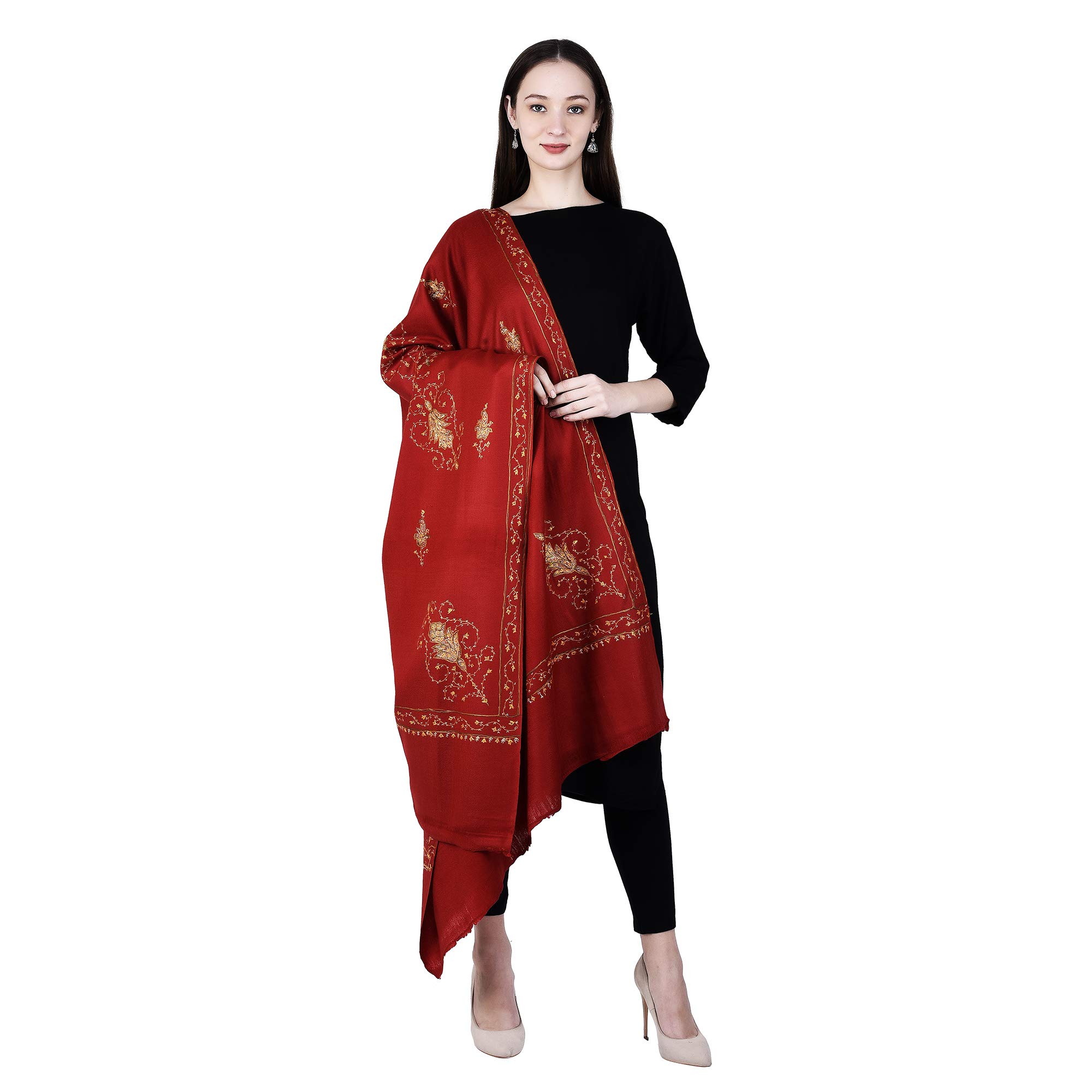 Women's Kashmiri Hand Embroidered Pure Wool Shawl-image-13