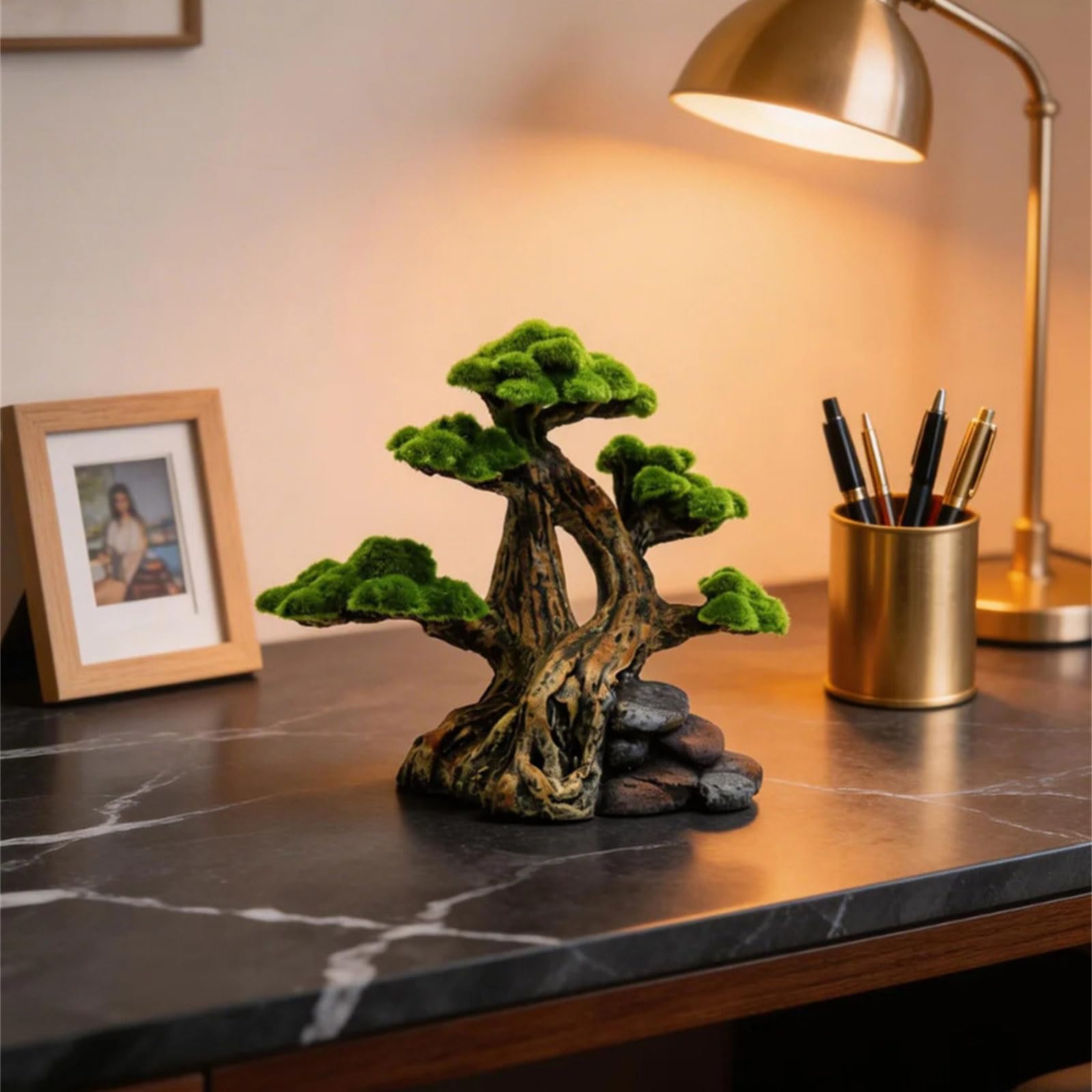 Albero muschio in miniatura Acquari Paesaggio Accessorio Resina Pianta acquatica per acquari Vista subacquea Decorazione scena Albero muschio decorativo