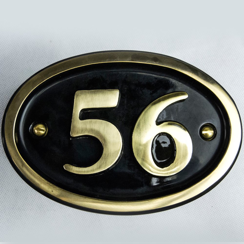 Signs & Numbers Solid Brass House Number Oval Design (0-99) (No 1)