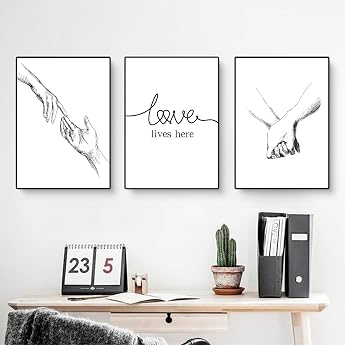 Trayosin Premium Poster Set Hand in Hand Pictures Modern Wall Art Wall Pictures Wall Poster Set Decoration for Living Room Bedroom without Frame 30 x 40 cm