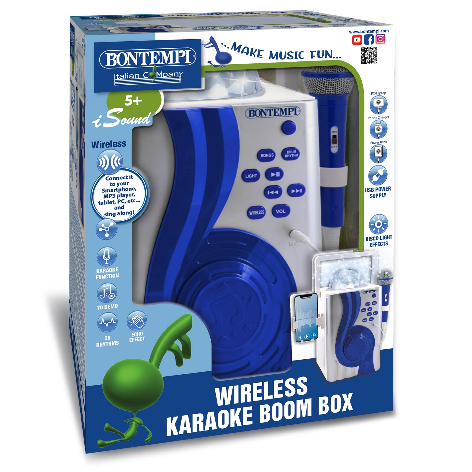 Bontempi - DiscoVox - Karaoke Box, 300x400x220 mm | Trasforma ogni Momento in un Party Illuminato
