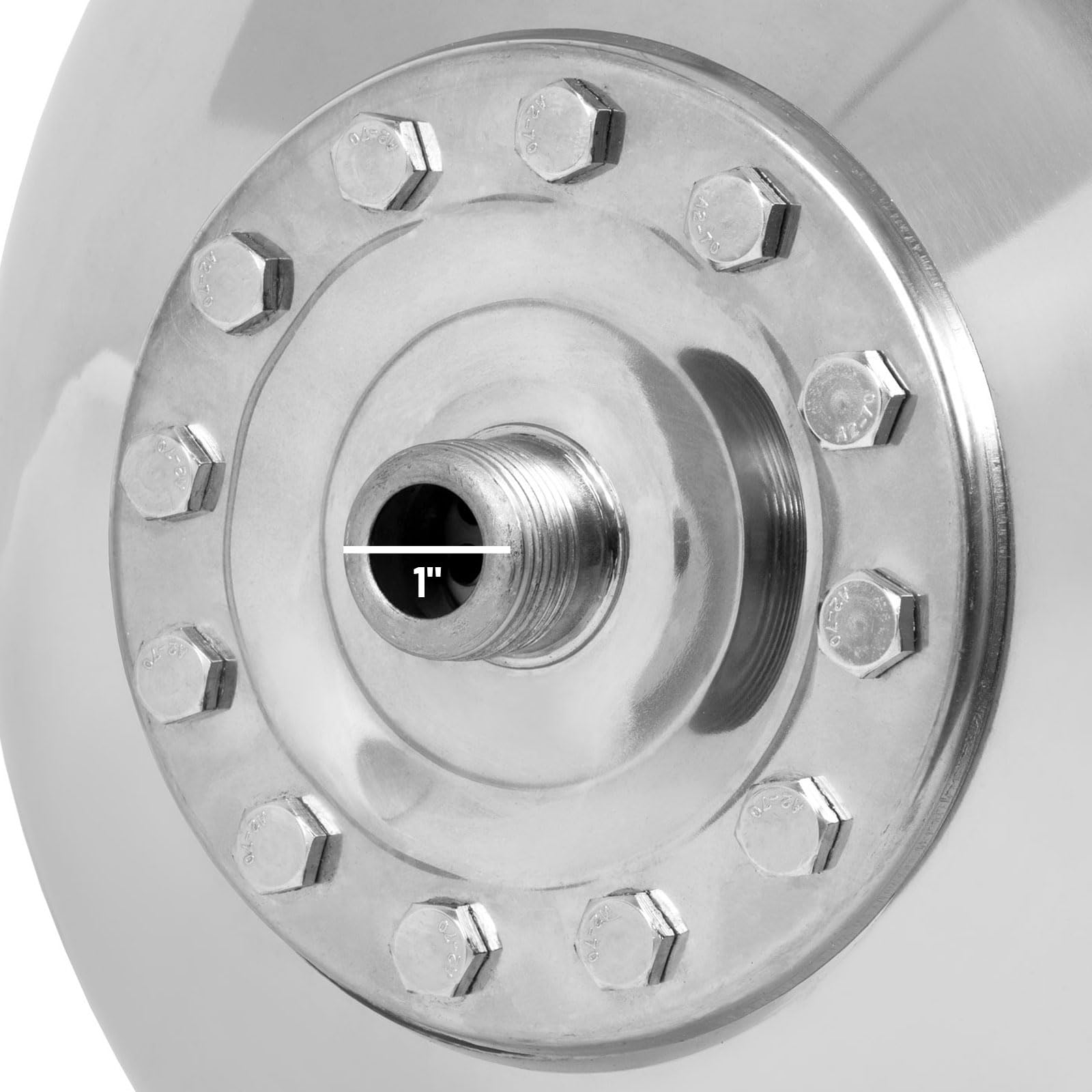 EBERTH Depósito a presión 100L, 6 bar, Intensificador de presión, Depósito, Globo, conexión 1" para bomba doméstica, bomba de pozo, acero inoxidable, Intensificador de presión, horizontal, pared 1,2mm