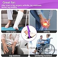 Vista 3 de Correa de levantamiento de piernas de 39 pulgadas de largo con asas acolchadas y bucle para los pies, elevador de piernas rígido kit de recuperación