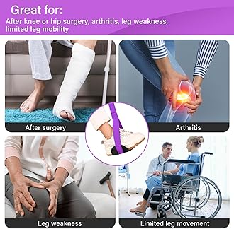 39'' Long Leg Lifter Strap with Padded Handgrips and Feet Loop,Rigid Leg Lifter Hip&Knee Replacement Surgery Recovery Kit,Mobility Aids Foot Lifter Easily Get in and Out of Bed,Car,Wheelchair