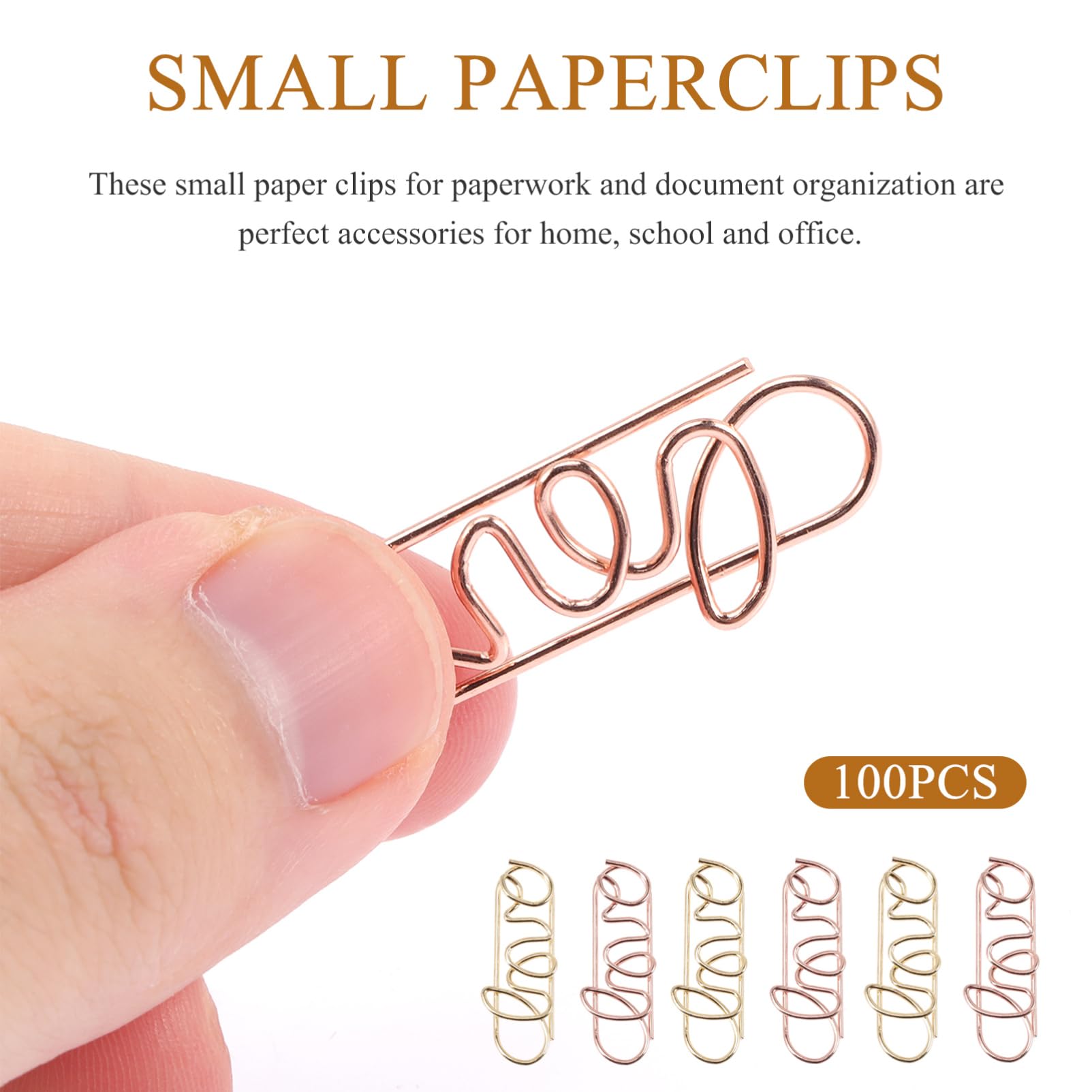 NUOBESTY 2 Ensembles Marque-Pages Trombones Pour Notes Attaches Pour Papier Photo Marque-Pages À Tête Plate Carré Doré Rose Fournitures De Bureau Mignonnes Chemises De 100 pièces * 2