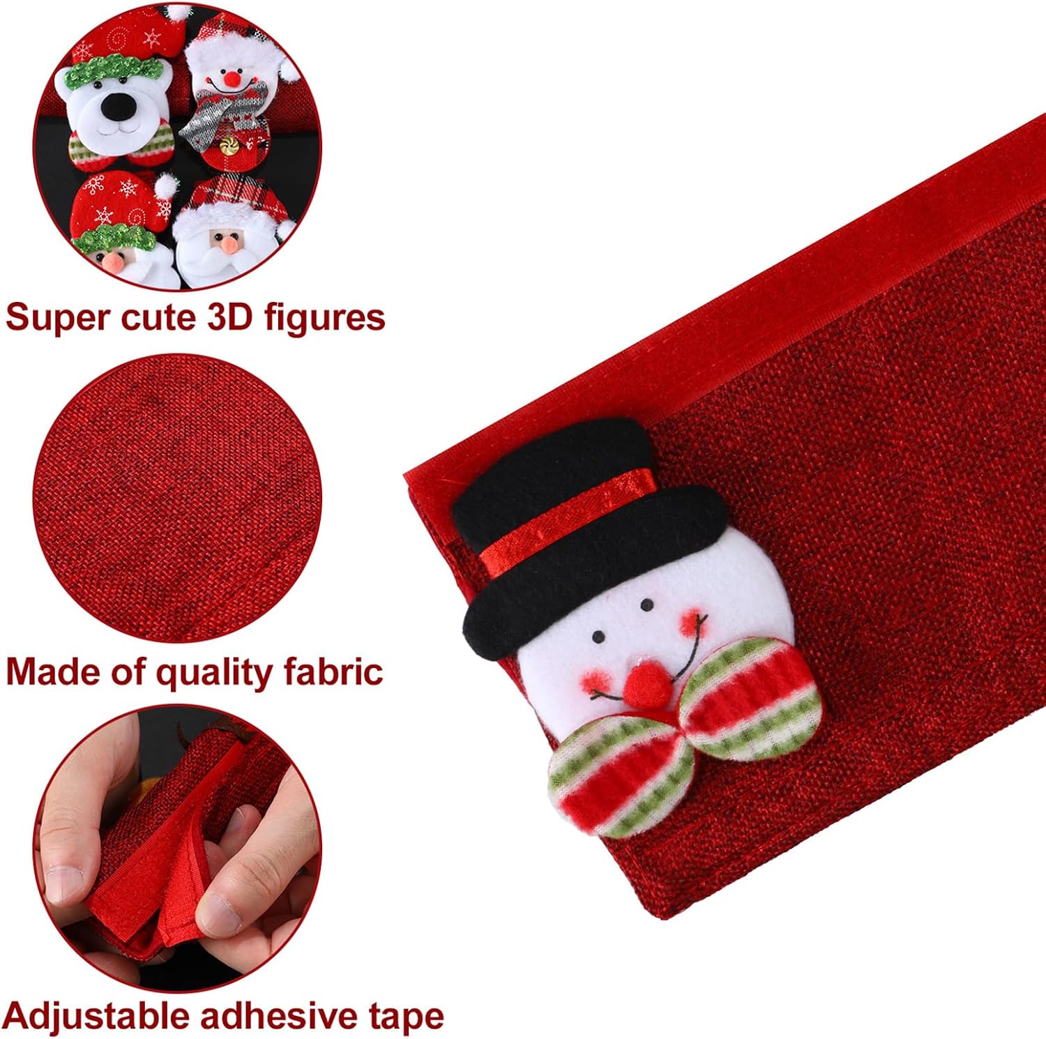 Boao Christmas Refrigerator Door Handle Cover Santa Snowman Kitchen Appliance Handle Covers Decorations for Fridge Microwave Oven Dishwasher Christmas Handle Protector (Cute Style)