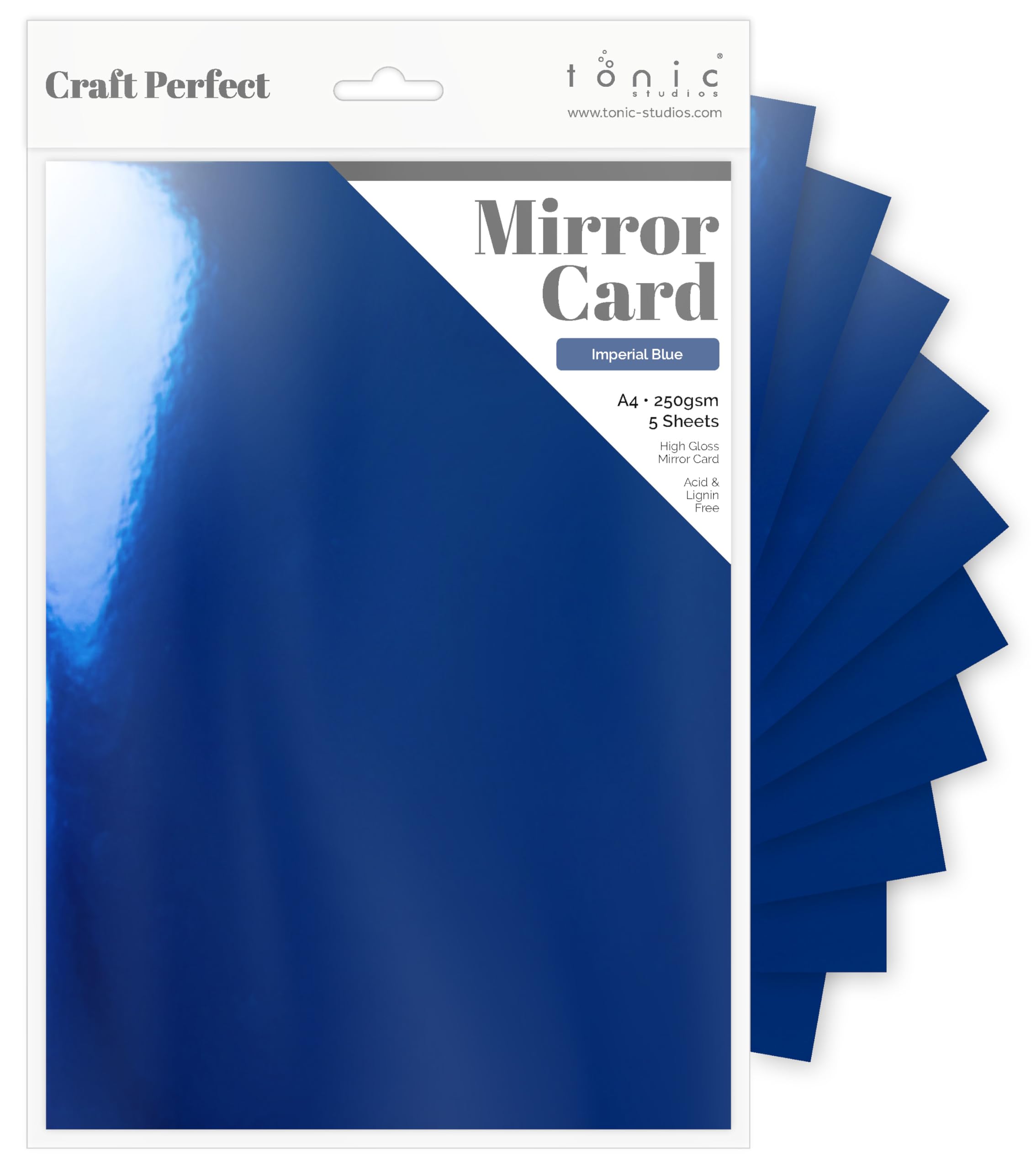 Craft Perfect High Gloss Mirror Card A4, Imperial Blue