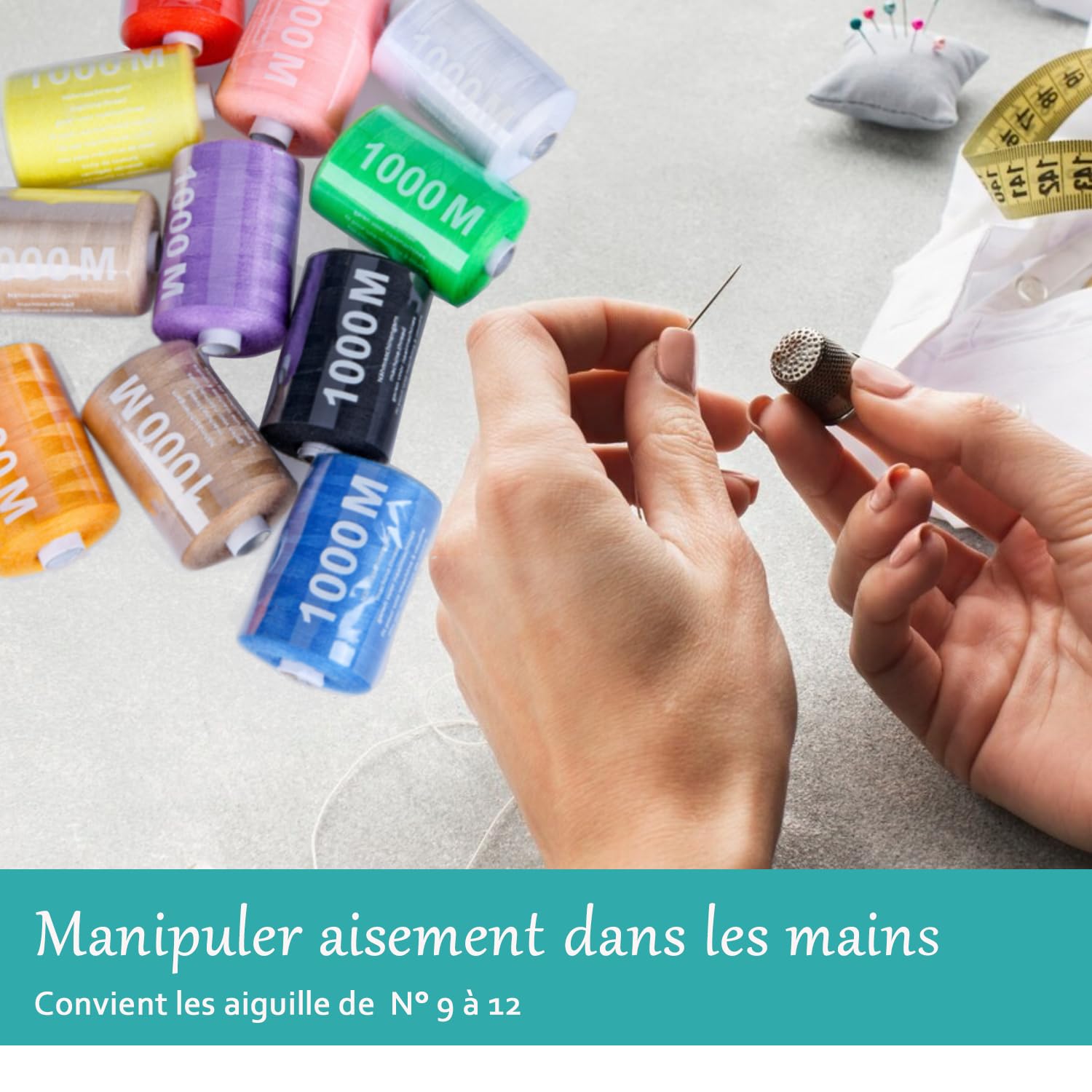 Kit 12 Bobines Fil Polyester 1000m - Fil à Coudre 40/2S Multicolore Pour Machine Et Surjeteuse