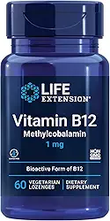 Life Extension Vitamina B12 Metilcobalamina 1Mg - Suplemento De Vitamina B Para O Cérebro - Pastilhas Vegetarianas Dissolva Na Boca -Sem Glúten, Não Transgênico, Vegetariano - 60 Contagens