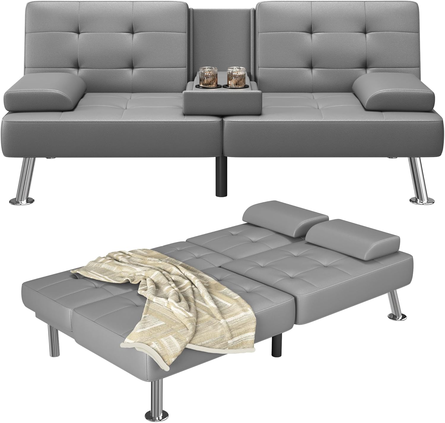 Furmax Futon Sofa Bed Adjustable Futon Couch Modern Sleeper