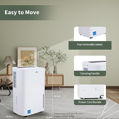 Miniatura 8 de Uhome Deshumidificador de 120 pintas con manguera de drenaje, deshumidificador silencioso de 6000 pies cuadrados para el hogar, sótanos, almacenes y