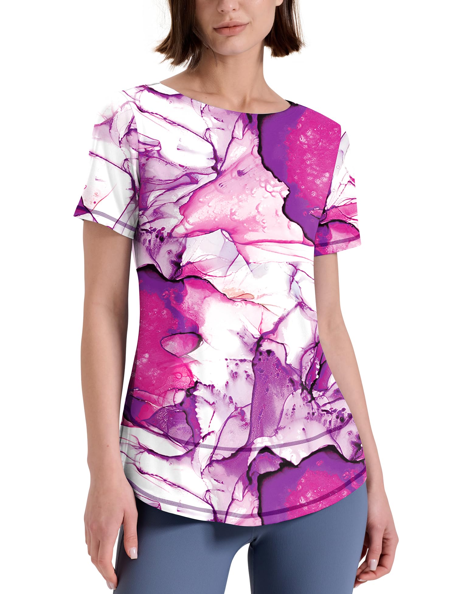 Kistore Workout Tops for Women Short Sleeve Boat Neck Loose Fit Gym T-Shirt Athletic Casual Tee Shirts