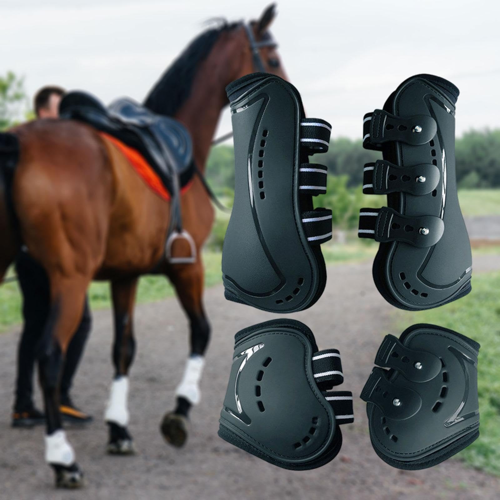 4 Piezas Botas para Caballo Protectores de Piernas Gears de Neopreno Material Resistente a Desgaste Accesorio Ecuestre Adecuado para Práctica Entrenam