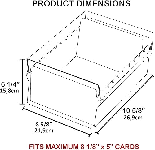 Miniatura 6 de Acrimet Caja organizadora de archivos de tarjetas de 5 x 8 pulgadas, base de metal resistente (tarjetas de índice AZ y divisor incluidos) (color