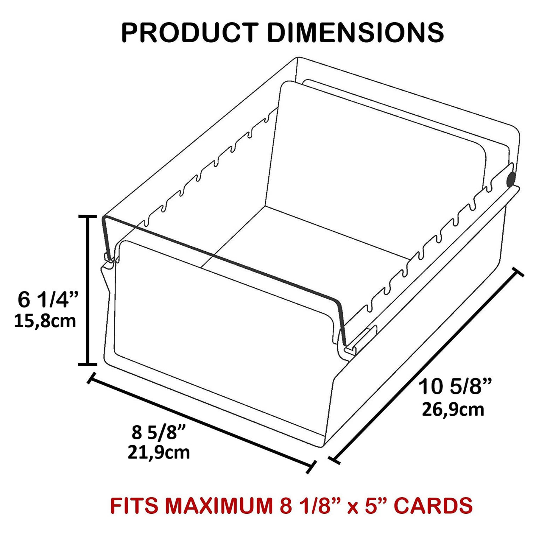 Acrimet Porta Tarjeta 5"x 8", Organizador de Fichas, Base de Metal Resistente (Incluye Índice AZ y un Divisor de Plastico) (Base Gris y Tapa de Plástico Transparente)