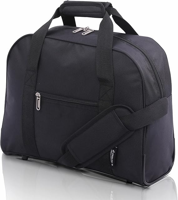 Aerolite 40x30x15 New and Improved 2023 British Airways, EasyJet, Virgin Atlantic, KLM Holdall, Cabin Luggage Under Seat Flight Bag, Black