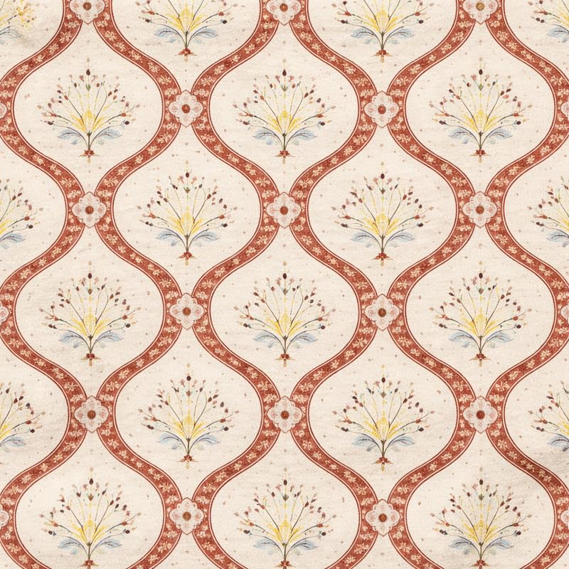 Image of Ethnic Beige Fitted Sheet Jaipuri Style Print Glace Cotton 140 TC Double Size (48x75 inch) with 2 Pillow Covers (18x28 inch) Deep Pocket up to 10 Inches - Soft & Comfortable