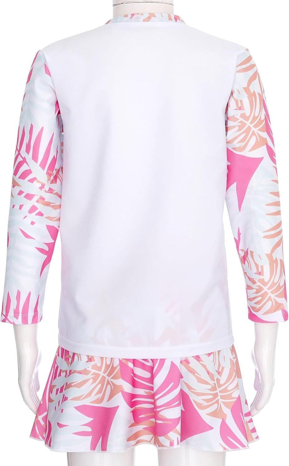 Sxiwei Kids Girls Rash Guard Set Long Sleeve Swimsuit Printed Swim Tops with Skirts Swimwear Bathing Suit